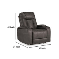 Callum Power Recliner Chair, Adjustable Headrest, Gray Faux Leather -BM328345