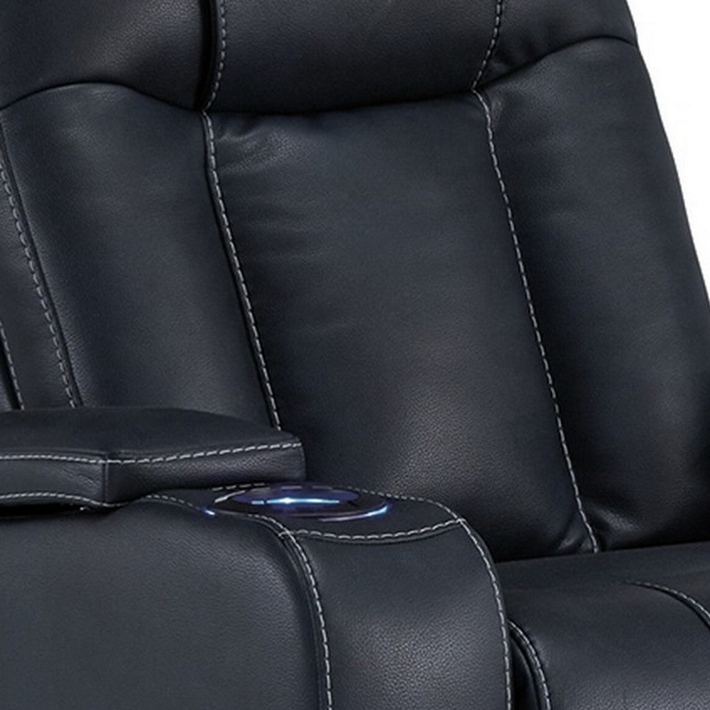 Callum Power Recliner Chair, Adjustable Headrest, Black Faux Leather -BM328346