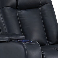 Callum Power Recliner Chair, Adjustable Headrest, Black Faux Leather -BM328346