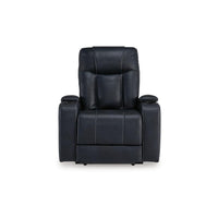 Callum Power Recliner Chair, Adjustable Headrest, Black Faux Leather -BM328346