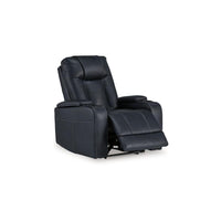Callum Power Recliner Chair, Adjustable Headrest, Black Faux Leather -BM328346