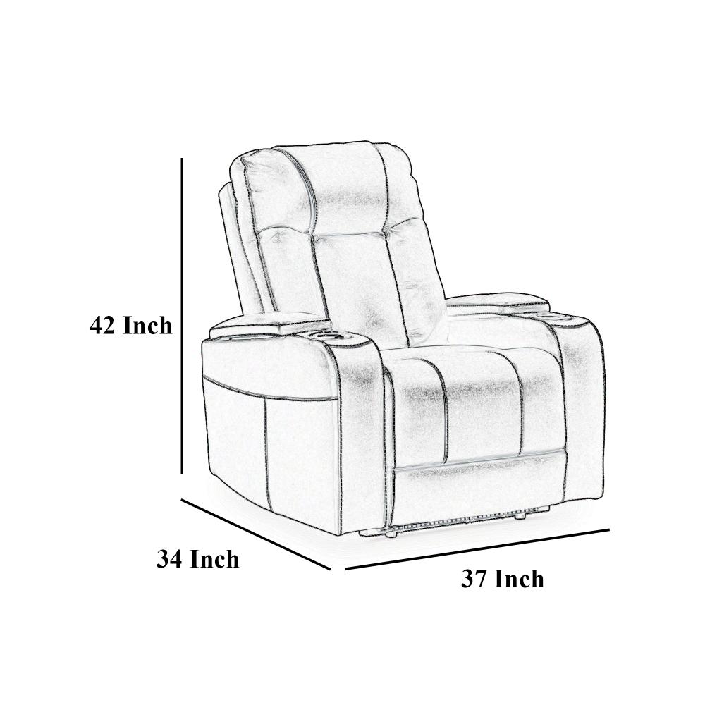 Callum Power Recliner Chair, Adjustable Headrest, Black Faux Leather -BM328346