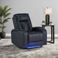 Callum Power Recliner Chair, Adjustable Headrest, Black Faux Leather -BM328346