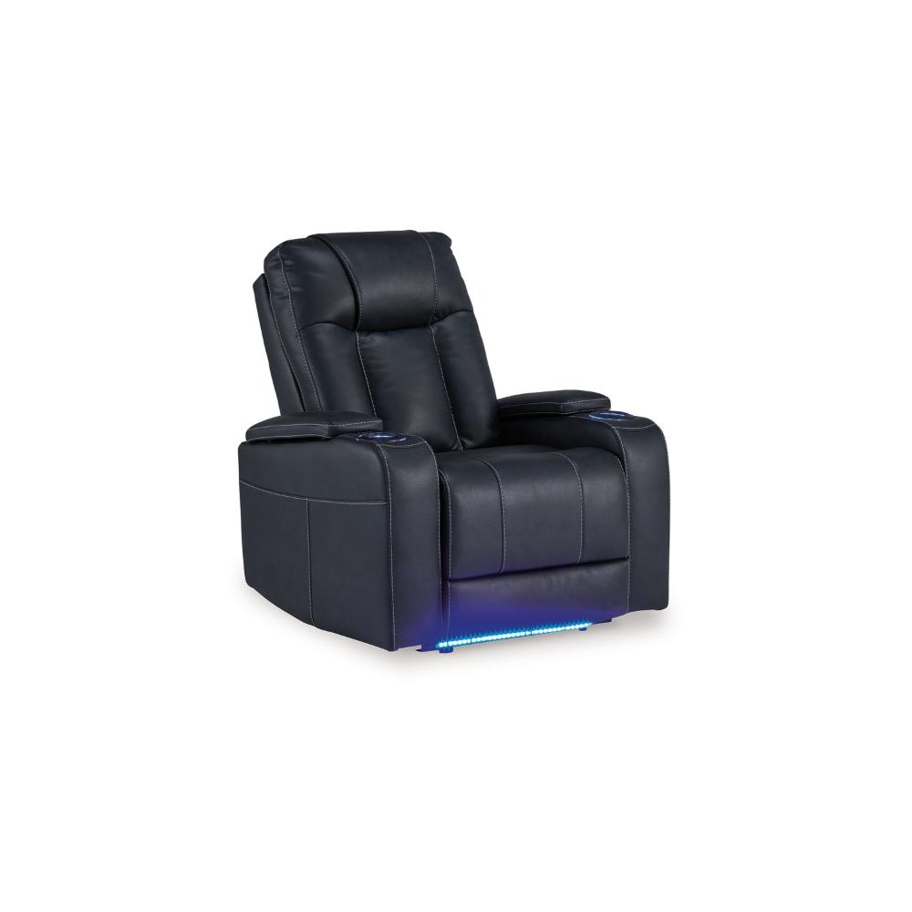 Callum Power Recliner Chair, Adjustable Headrest, Black Faux Leather