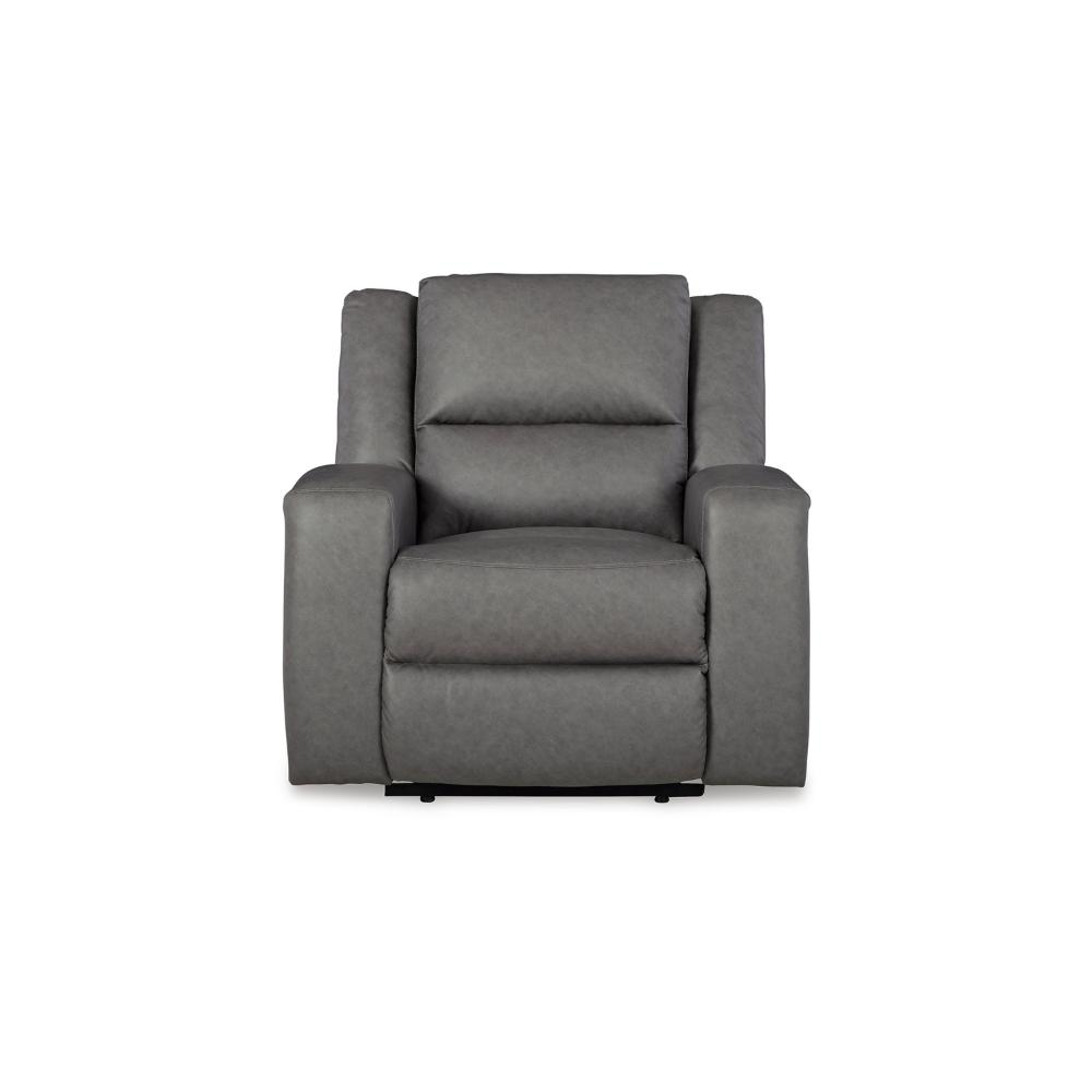 Vance Manual Recliner Chair, Gray Faux Leather, Pillow Top Headrest -BM328347
