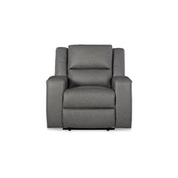 Vance Manual Recliner Chair, Gray Faux Leather, Pillow Top Headrest -BM328347