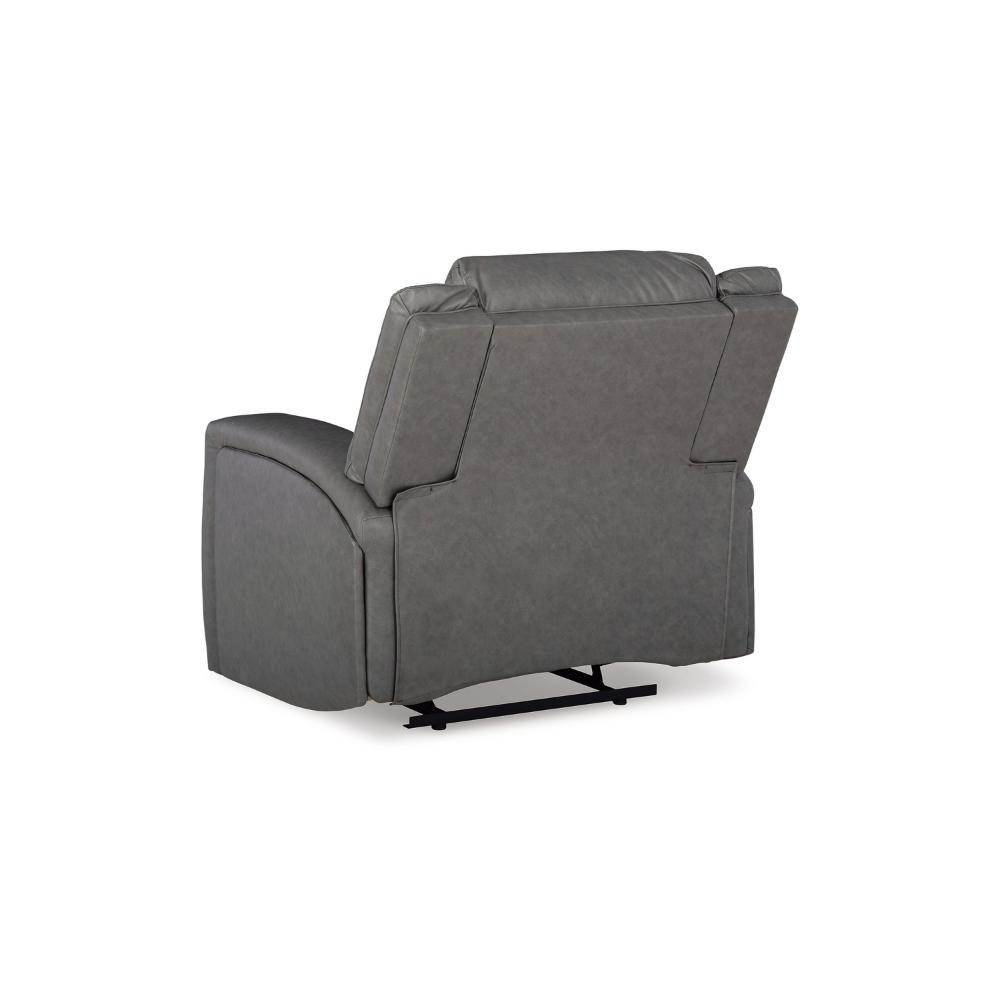 Vance Manual Recliner Chair, Gray Faux Leather, Pillow Top Headrest -BM328347