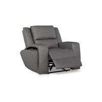 Vance Manual Recliner Chair, Gray Faux Leather, Pillow Top Headrest -BM328347