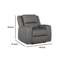 Vance Manual Recliner Chair, Gray Faux Leather, Pillow Top Headrest -BM328347