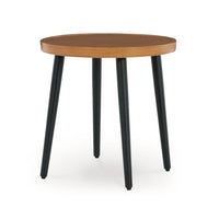 Izon Outdoor Round End Table, Modern Design, 22 Inch Black Brown Metal -BM328982