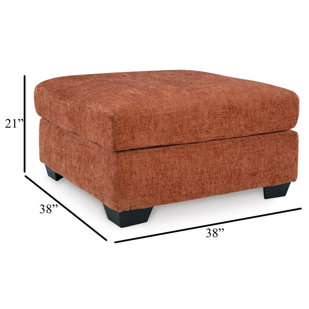 Avie Oversized Accent Ottoman, Burnt Orange Polyester Cushion, 38 Inch -BM329023