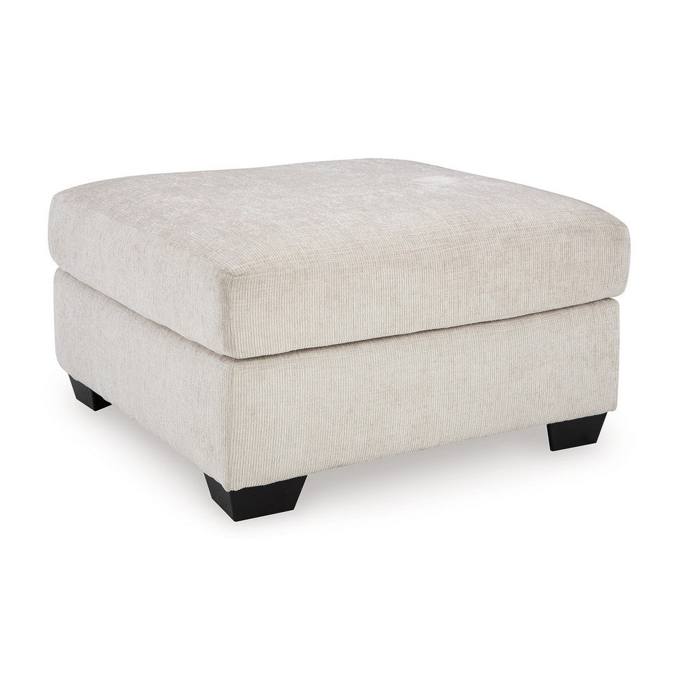 Avie Oversized Accent Ottoman, White Ivory Polyester Cushion, 38 Inch -BM329028