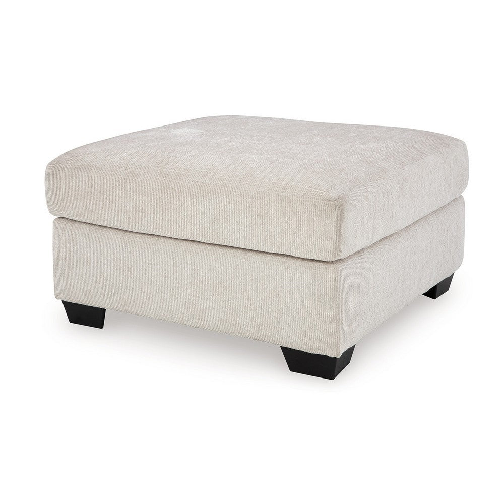 Avie Oversized Accent Ottoman, White Ivory Polyester Cushion, 38 Inch -BM329028