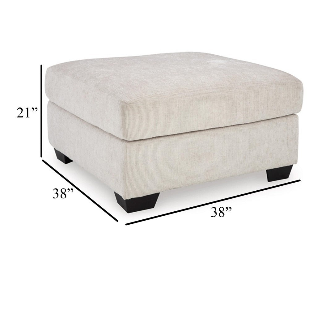 Avie Oversized Accent Ottoman, White Ivory Polyester Cushion, 38 Inch -BM329028