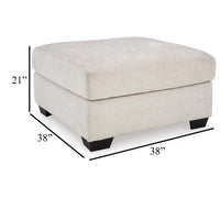 Avie Oversized Accent Ottoman, White Ivory Polyester Cushion, 38 Inch -BM329028