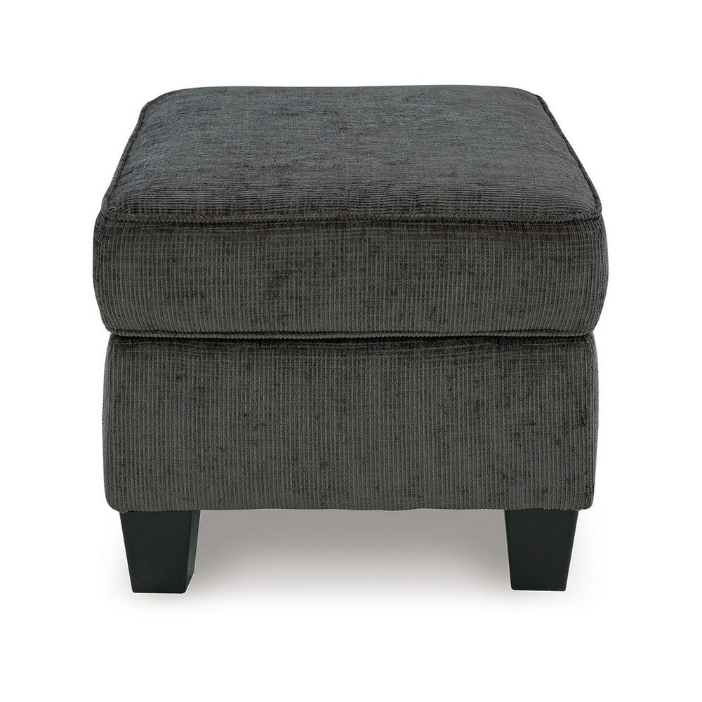 Erin Ottoman with Corner Block Frame, 33 Inch Dark Gray Polyester -BM329033