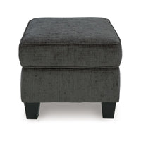 Erin Ottoman with Corner Block Frame, 33 Inch Dark Gray Polyester -BM329033