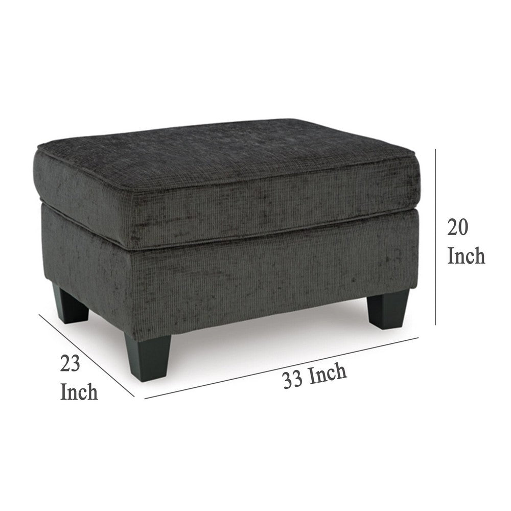 Erin Ottoman with Corner Block Frame, 33 Inch Dark Gray Polyester -BM329033