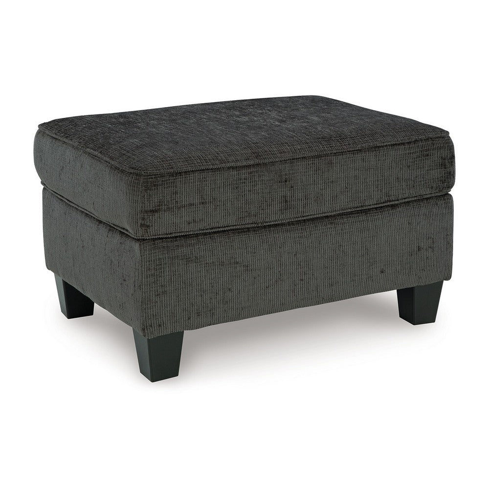 Erin Ottoman with Corner Block Frame, 33 Inch Dark Gray Polyester -BM329033