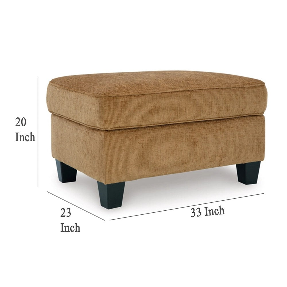 Erin Ottoman with Corner Block Frame, 33 Inch Light Brown Polyester -BM329037
