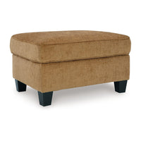 Erin Ottoman with Corner Block Frame, 33 Inch Light Brown Polyester -BM329037