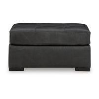 Keaton Oversized Accent Ottoman, Black Faux Leather, 40 Inch -BM329057