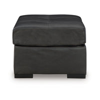 Keaton Oversized Accent Ottoman, Black Faux Leather, 40 Inch -BM329057