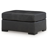 Keaton Oversized Accent Ottoman, Black Faux Leather, 40 Inch -BM329057