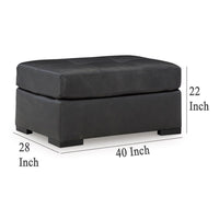 Keaton Oversized Accent Ottoman, Black Faux Leather, 40 Inch -BM329057