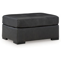Keaton Oversized Accent Ottoman, Black Faux Leather, 40 Inch -BM329057