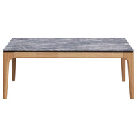Aris Coffee Table, 47 Inch Gray Faux Marble, Rectangular Brown Wood -BM329073