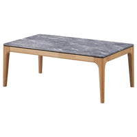 Aris Coffee Table, 47 Inch Gray Faux Marble, Rectangular Brown Wood -BM329073