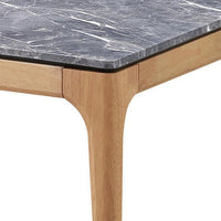 Aris Coffee Table, 47 Inch Gray Faux Marble, Rectangular Brown Wood -BM329073