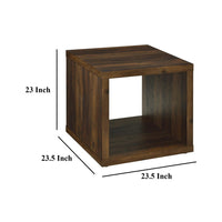 Rizz Side End Table, Square Cube Design Open Shelf, 23 Inch Dark Brown -BM329074