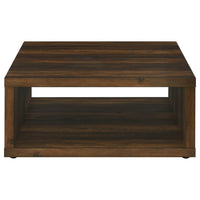Rizz Coffee Table, Square Cube Design Open Shelf, 36 Inch Dark Brown -BM329075
