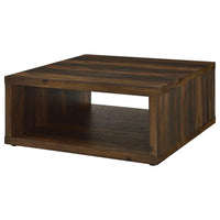 Rizz Coffee Table, Square Cube Design Open Shelf, 36 Inch Dark Brown -BM329075