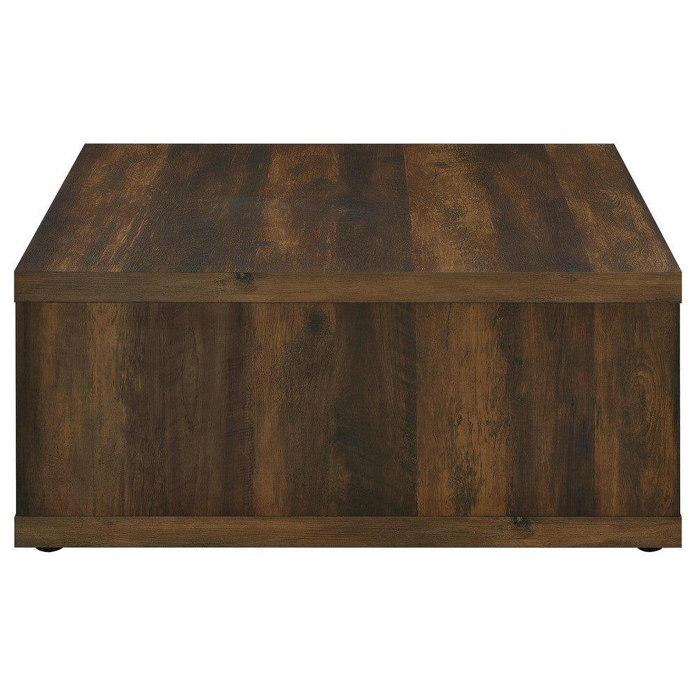 Rizz Coffee Table, Square Cube Design Open Shelf, 36 Inch Dark Brown -BM329075