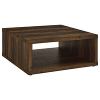 Rizz Coffee Table, Square Cube Design Open Shelf, 36 Inch Dark Brown -BM329075