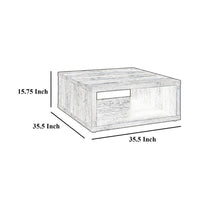 Rizz Coffee Table, Square Cube Design Open Shelf, 36 Inch Light Brown -BM329077