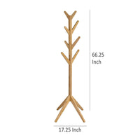 Margo Coat Rack, 8 Hooks, Tree Inspired Design, Oak Brown Solid wood -BM329168