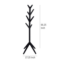 Margo Coat Rack, 8 Hooks and Tree Inspired Design, Black Solid wood -BM329169