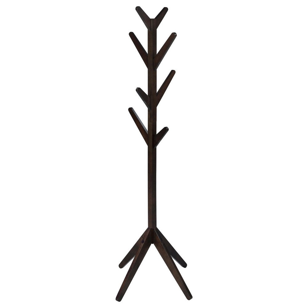 Margo Coat Rack, 8 Hooks and Tree Inspired Design, Brown Solid wood -BM329170