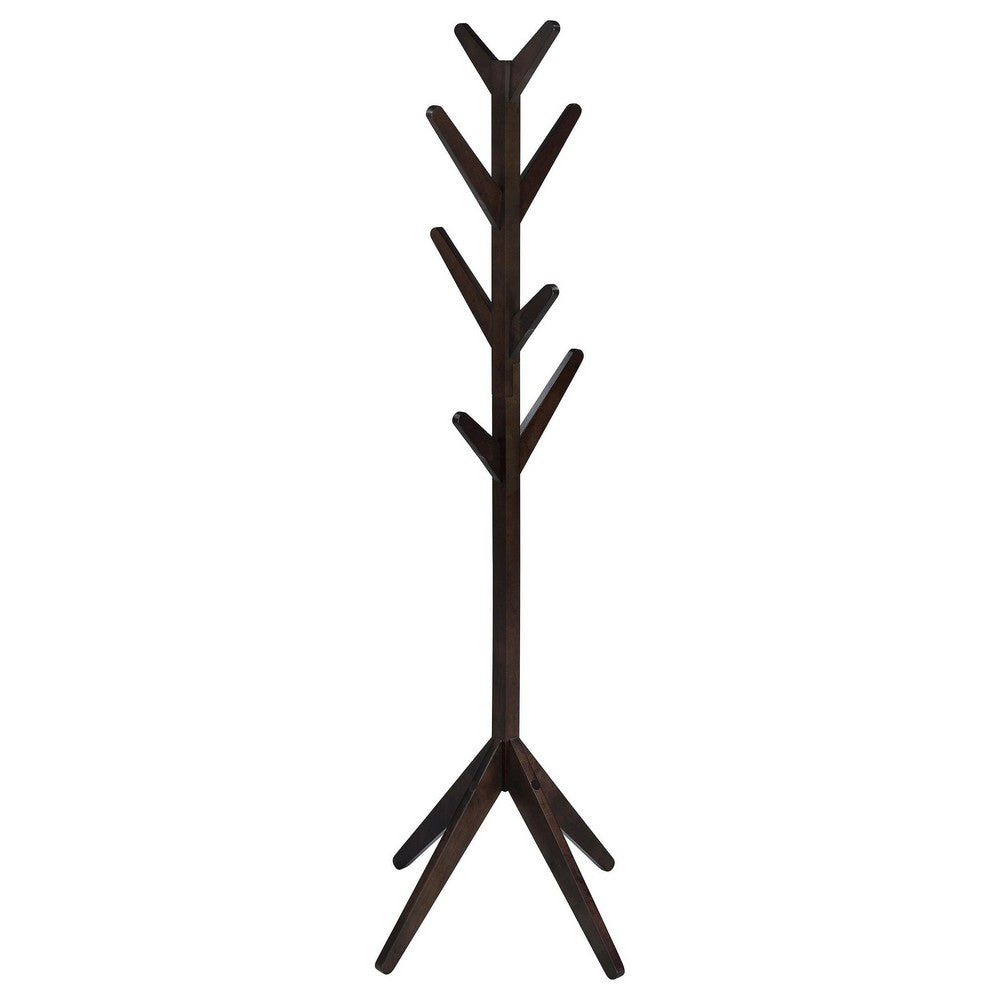 Margo Coat Rack, 8 Hooks and Tree Inspired Design, Brown Solid wood -BM329170