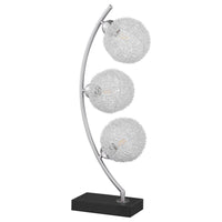 Udia Table Lamp with Woven Silver Metal Mesh Spherical Shades, Black -BM329187
