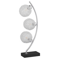 Udia Table Lamp with Woven Silver Metal Mesh Spherical Shades, Black -BM329187