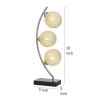 Udia Table Lamp with Woven Silver Metal Mesh Spherical Shades, Black -BM329187