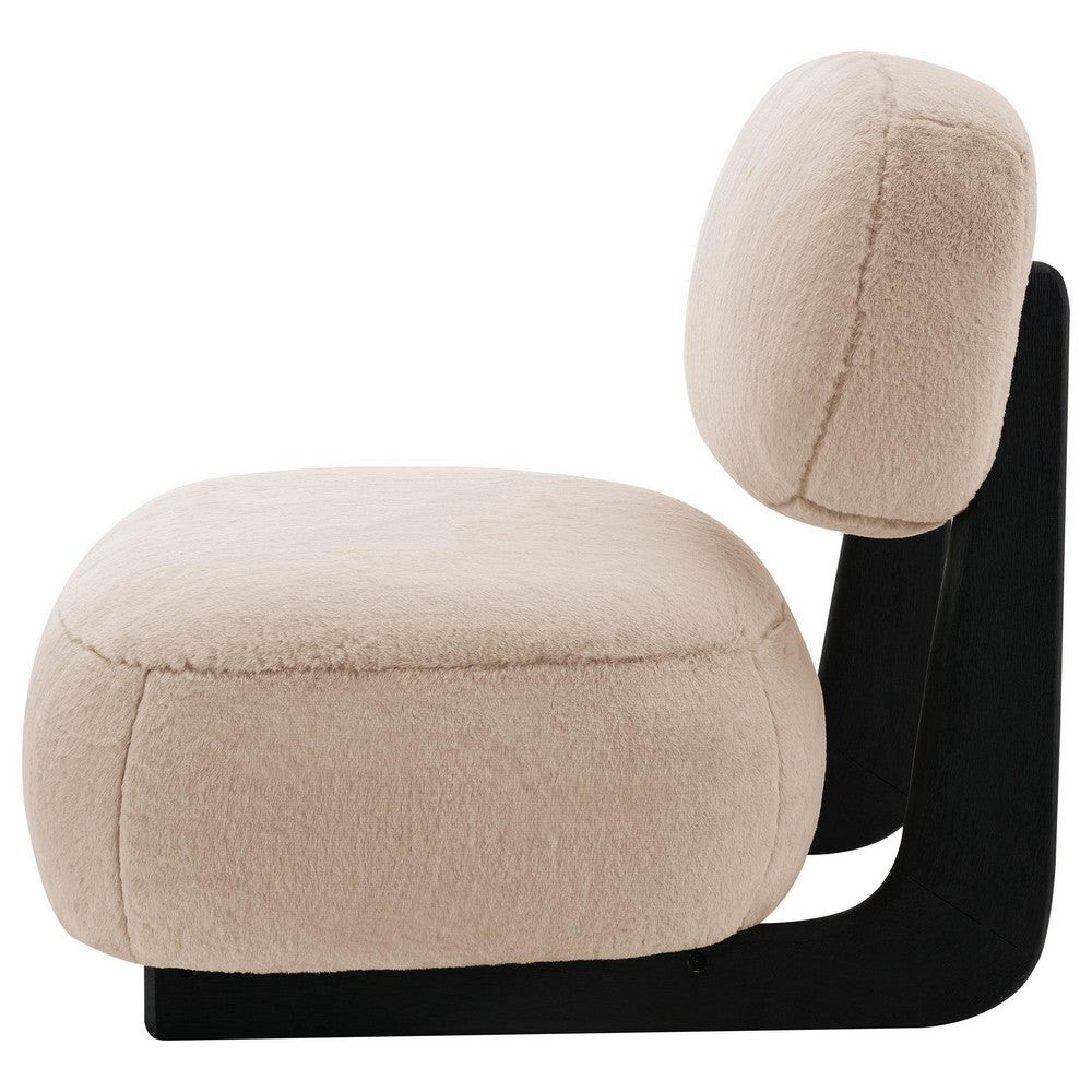 Diasa Armless Accent Chair, Camel Brown Fabric, Thick Foam Cushions -BM329635