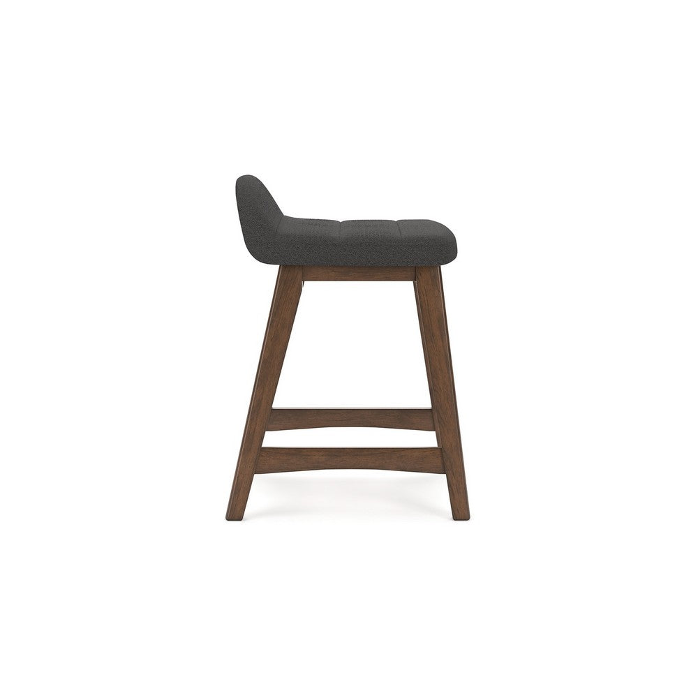 Jeyn Counter Stool with Footrest Set of 2, Brown Wood, Charcoal Gray -BM329759