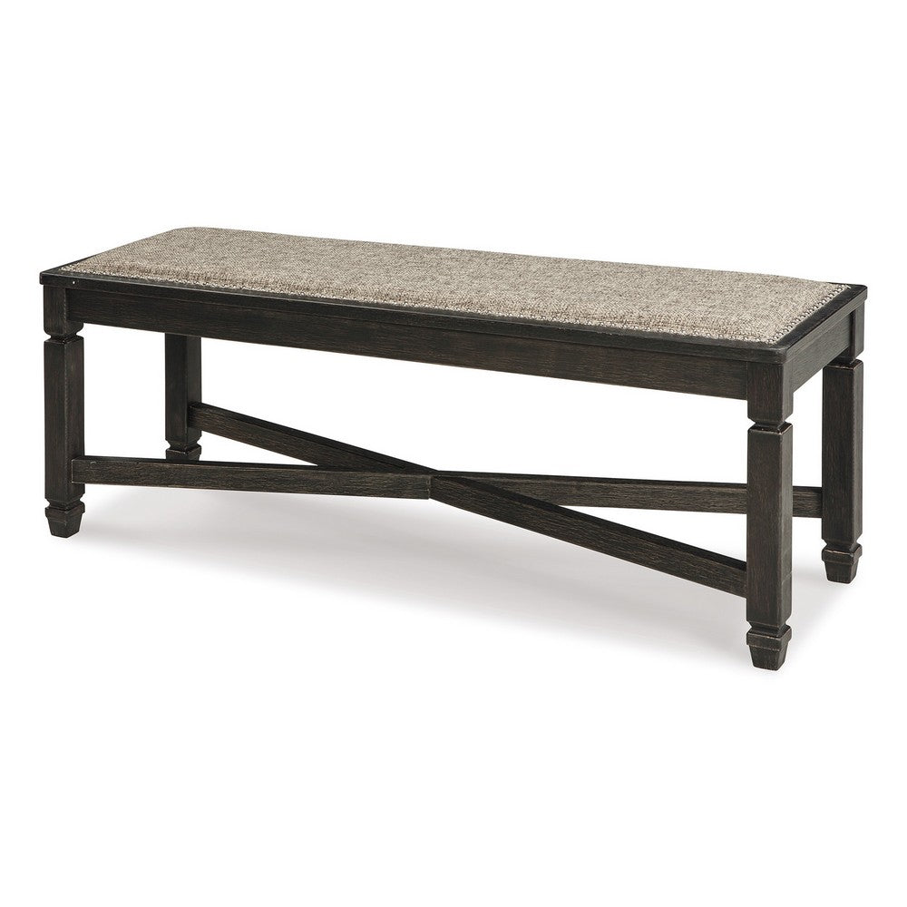 Trekk Dining Bench, X-Stretcher and Nailhead Trim, Black Wood, 50 Inch -BM329787