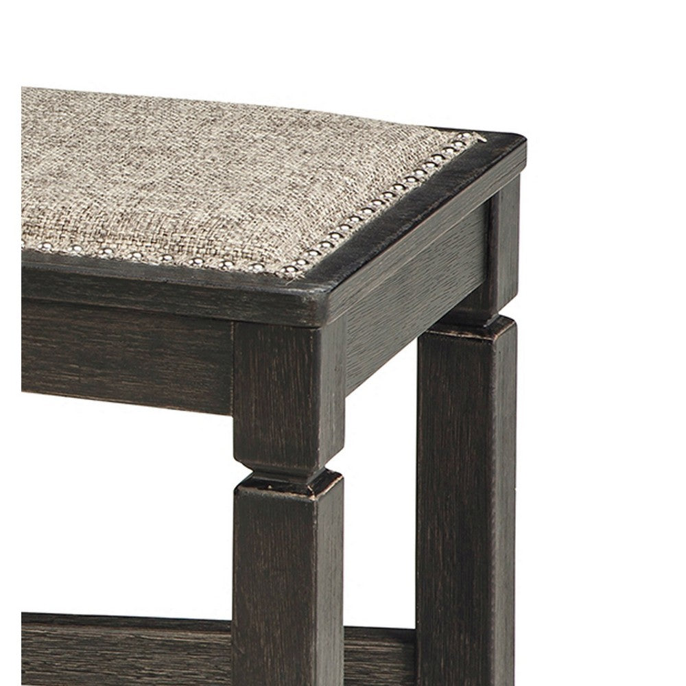 Trekk Dining Bench, X-Stretcher and Nailhead Trim, Black Wood, 50 Inch -BM329787